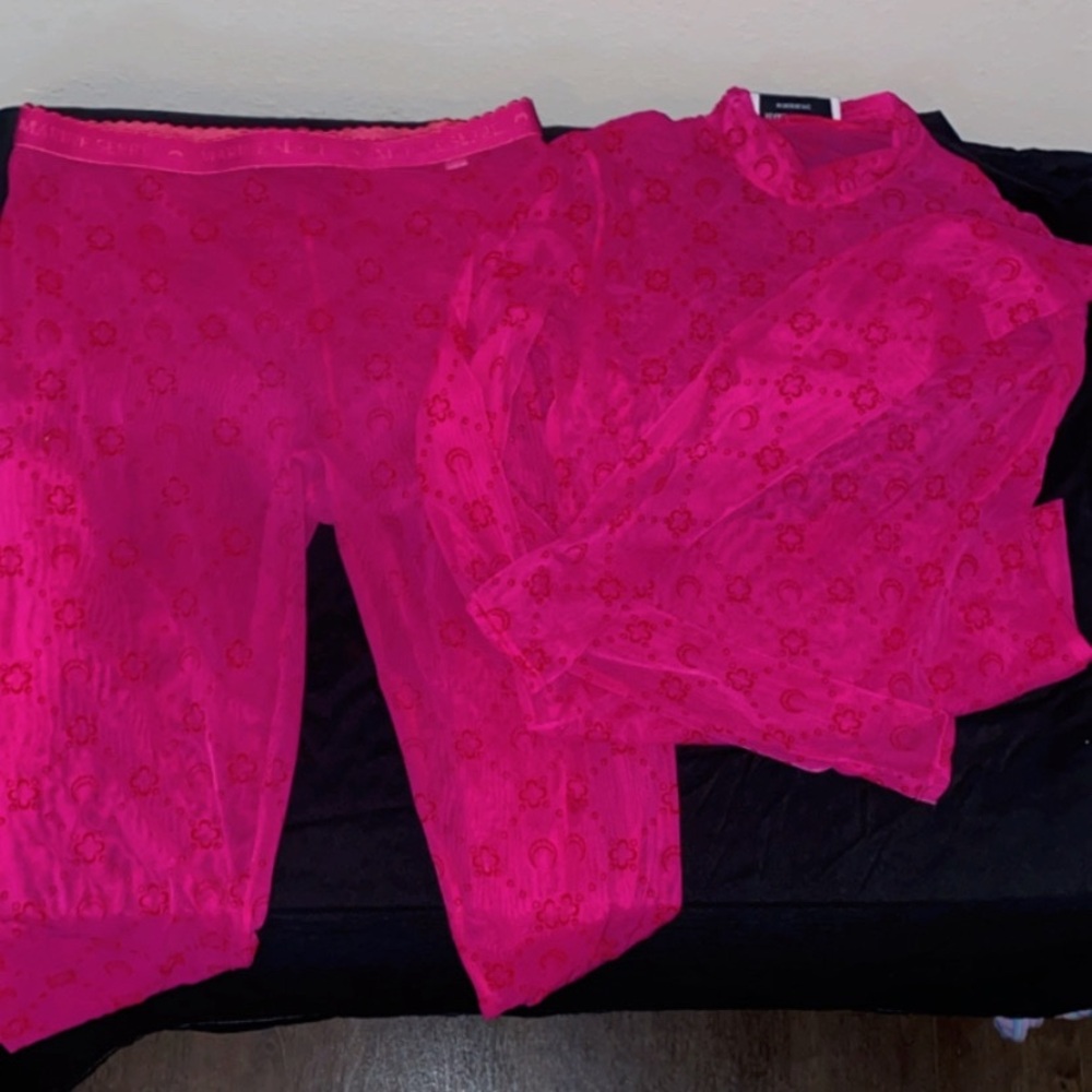 Pink Marine Serre 2 pc Mesh Set